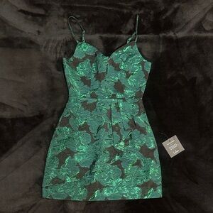 Lulu's Green Tropical Floral Mini Dress